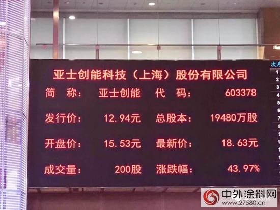 亞士創能登陸上交所主板,開啟&ldquo;百年亞士&rdquo;新篇章